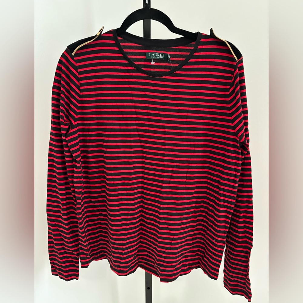 Lauren Ralph Lauren Black and Red Striped Top